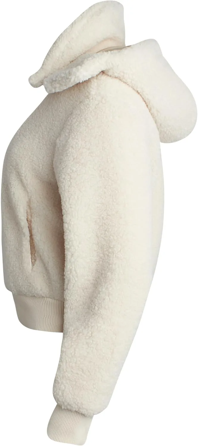 URBAN REPUBLIC Women's Sherpa Bomber Jacket - Fuzzy Warm Faux Fur Hooded Bomber Outdoor Jackets for Women (Sizes: S-XL)