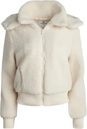 URBAN REPUBLIC Women's Sherpa Bomber Jacket - Fuzzy Warm Faux Fur Hooded Bomber Outdoor Jackets for Women (Sizes: S-XL)
