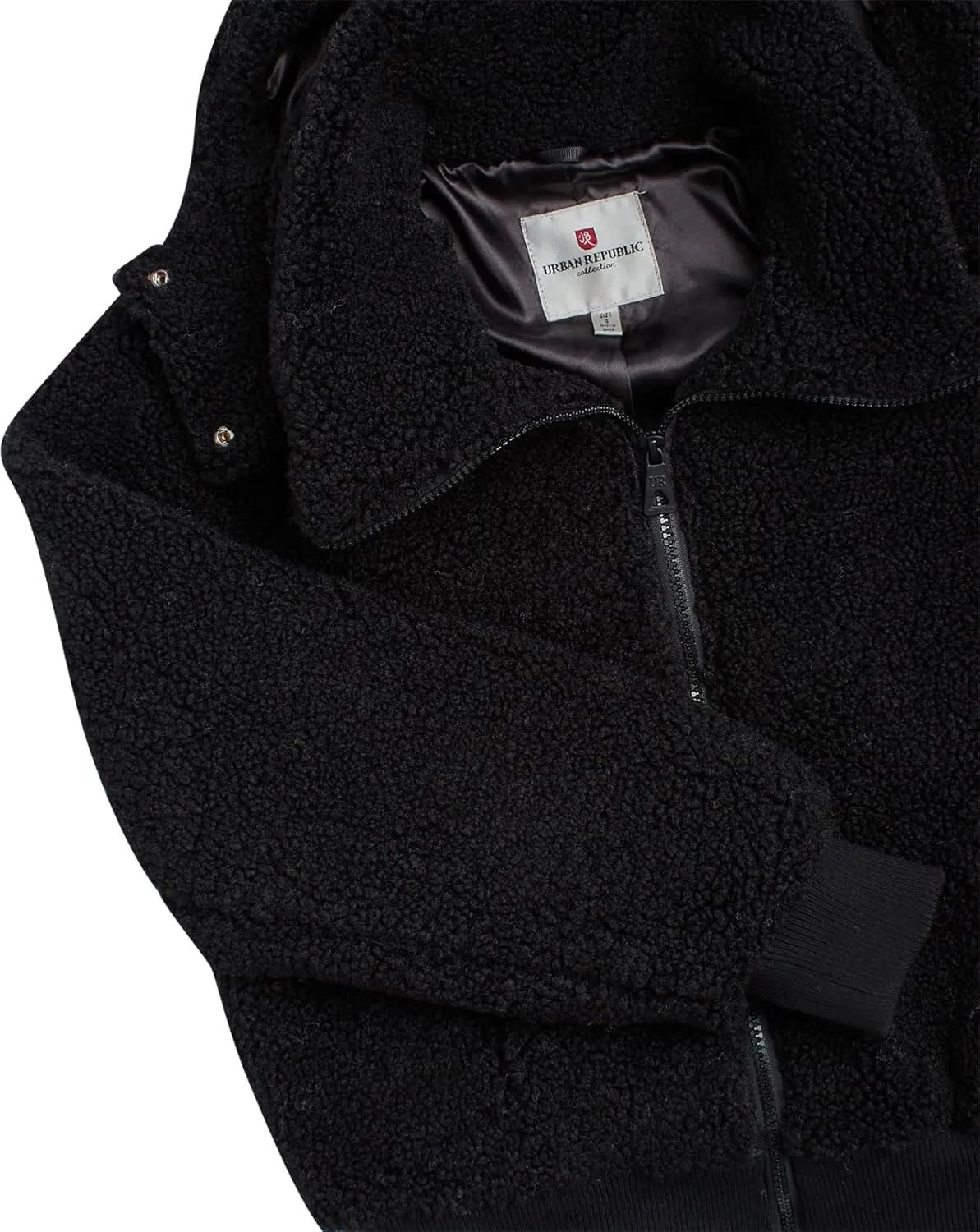 URBAN REPUBLIC Women's Sherpa Bomber Jacket - Fuzzy Warm Faux Fur Hooded Bomber Outdoor Jackets for Women (Sizes: S-XL)