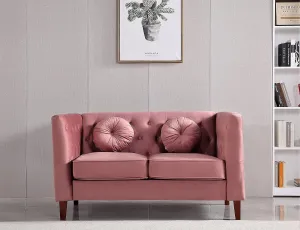 US Pride Furniture 59'' Wide Velvet Classic Chesterfield Living Room Loveseat with Removable Cushions and Solid Wood Legs