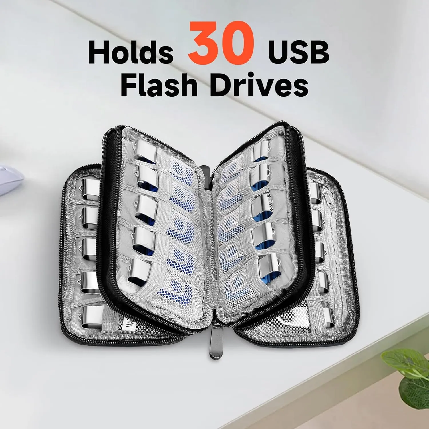 USB FLash Drive Case with Labels, Gifts for Men, USBs Case Organizer Holds 30 Pcs, USBs Storage Cases, USB Sticks Holder, Thumb Drive Cases, Fits for Samsung/Sandisk/Jump Drive, etc, Gray