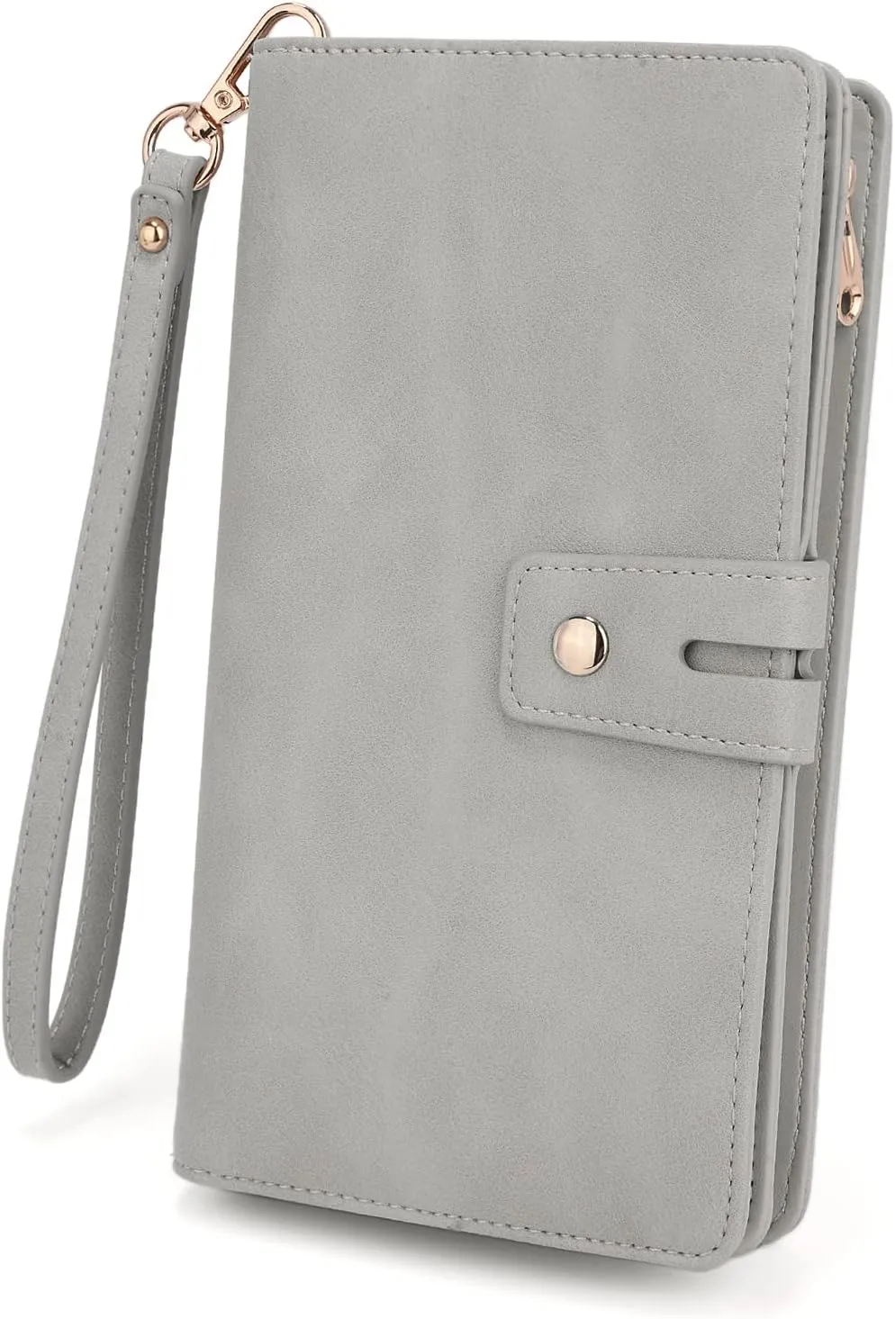 UTO Wristlet Wallet for Women Detachable Checkbook Holder Card Bill Phone Organizer Large Clutch Purse