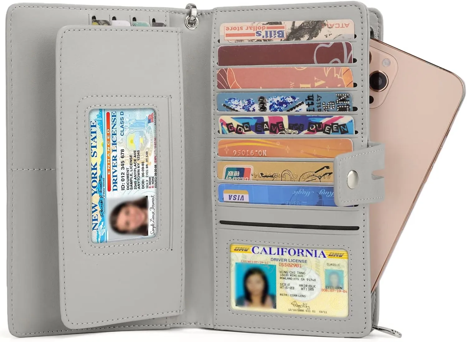 UTO Wristlet Wallet for Women Detachable Checkbook Holder Card Bill Phone Organizer Large Clutch Purse