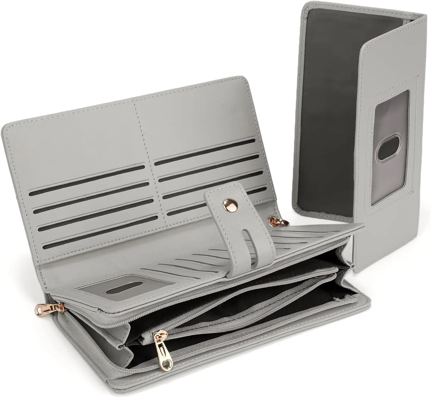 UTO Wristlet Wallet for Women Detachable Checkbook Holder Card Bill Phone Organizer Large Clutch Purse