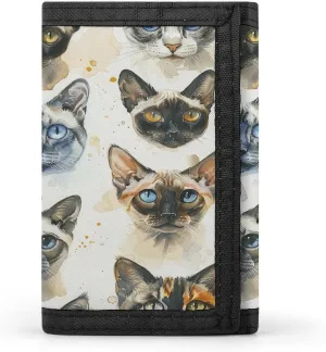Various Cat Breeds Travel Wallet Sleek ID Card Holder Slim Security Three Fold Purse for Men And Women