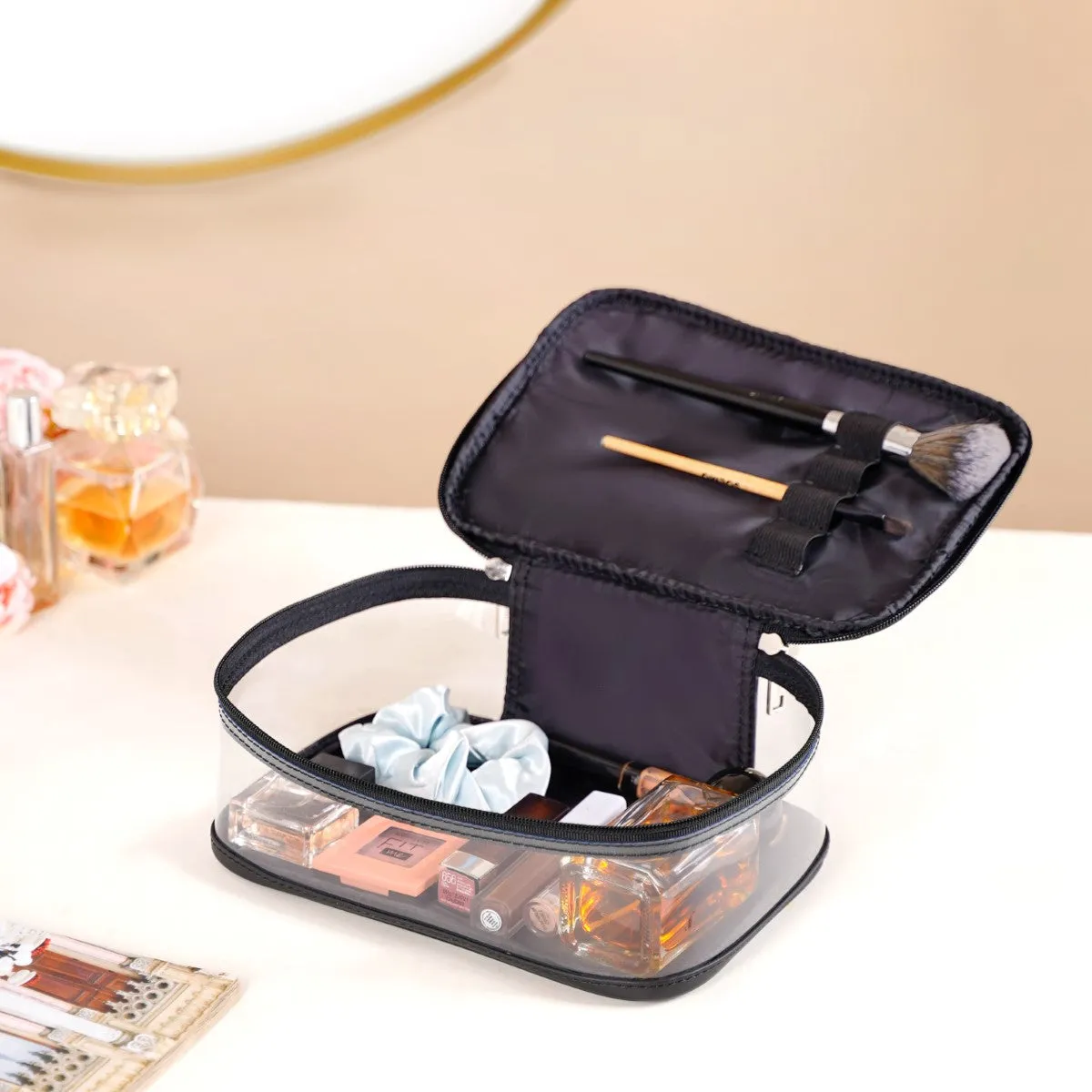 Vegan Leather Makeup Organizer Black