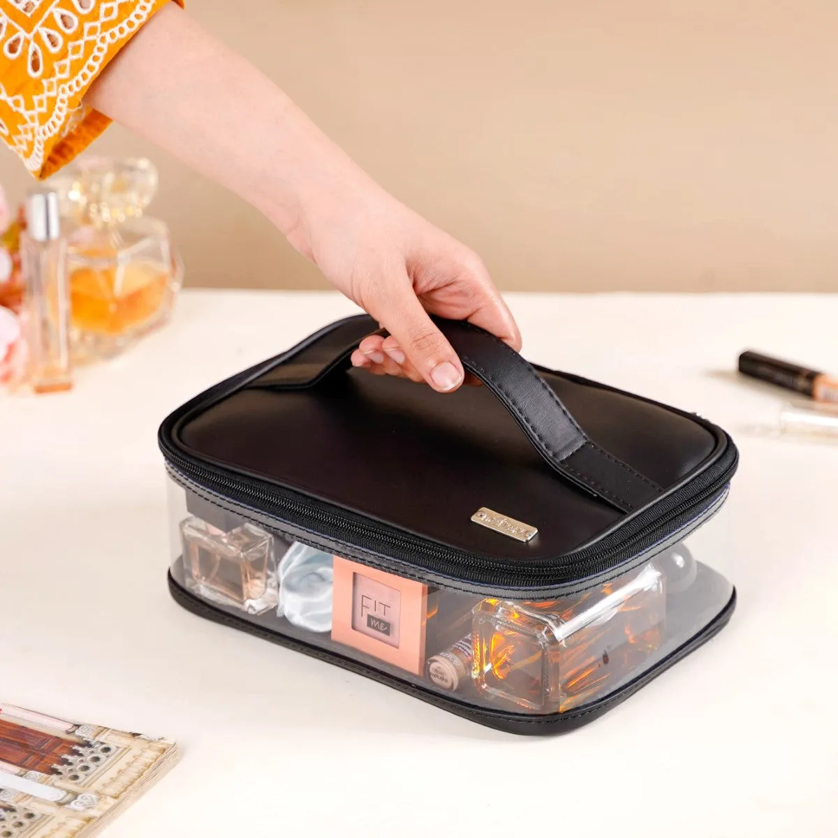 Vegan Leather Makeup Organizer Black