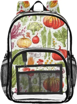 Veggies Vegetables Molasses Clear Backpack with Reinforced Strap Large Capacity Clear Concert Bag for Travel Concerts