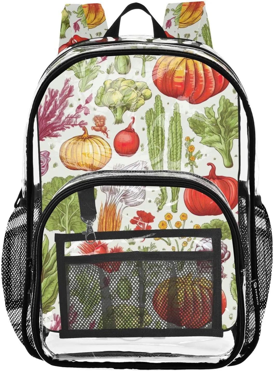 Veggies Vegetables Molasses Clear Backpack with Reinforced Strap Large Capacity Clear Concert Bag for Travel Concerts