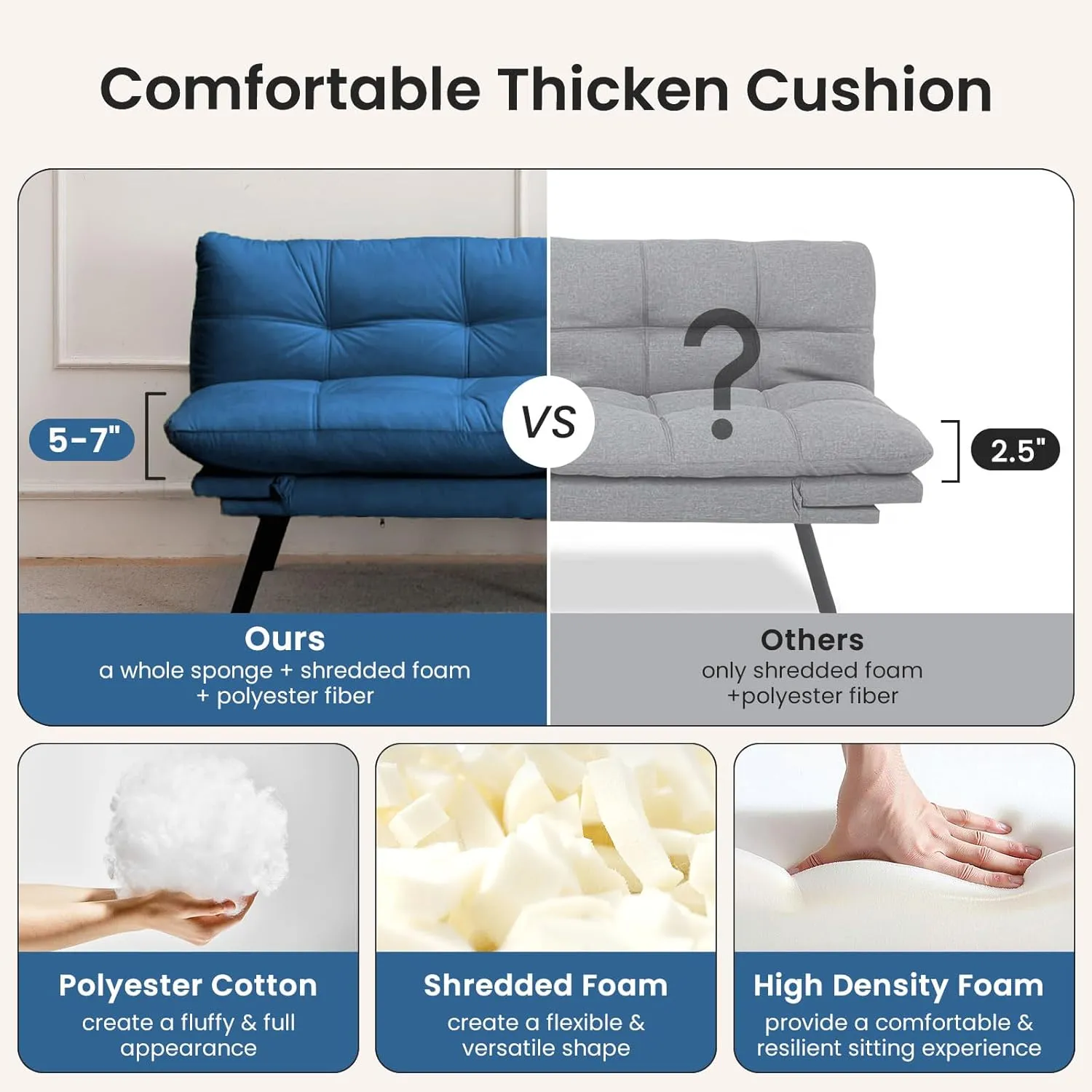 Velvet Convertible Futon Sofa Bed, 71" Cozy Loveseat Sleeper, Comfy 7" Thick Cushion Lounge Sofa Compact 2-Seater Futon Couch for Small Space Living Room Bedroom Dorm