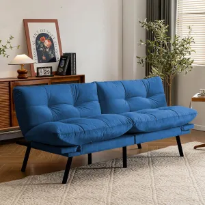 Velvet Convertible Futon Sofa Bed, 71" Cozy Loveseat Sleeper, Comfy 7" Thick Cushion Lounge Sofa Compact 2-Seater Futon Couch for Small Space Living Room Bedroom Dorm