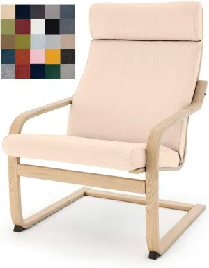 Vepping Lude Multi Colored Armchair Replacement Cover, Fits IKEA Poäng Armchair, Cushion not Included (Cushion Design 1, Cotton - Beige)