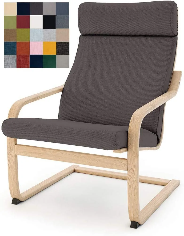 Vepping Lude Multi Colored Armchair Replacement Cover, Fits IKEA Poäng Armchair, Cushion not Included (Cushion Design 1, Cotton - Dark Grey)