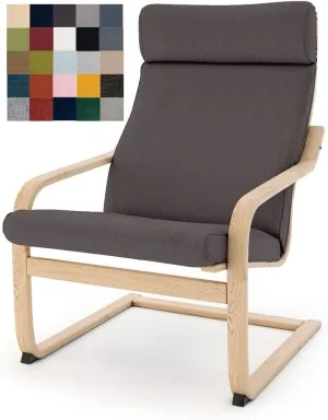 Vepping Lude Multi Colored Armchair Replacement Cover, Fits IKEA Poäng Armchair, Cushion not Included (Cushion Design 1, Cotton - Dark Grey)