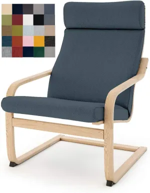 Vepping Lude Multi Colored Armchair Replacement Cover, Fits IKEA Poäng Armchair, Cushion not Included (Cushion Design 1, Cotton - Lake Blue)