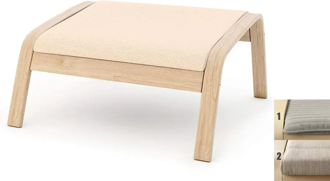 Vepping Lude Multi Colored Armchair Replacement Cover, Fits IKEA Poäng Armchair, Cushion not Included(Footstool Design 1, Cotton - Beige)