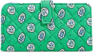 Vera Bradley Cotton Finley Wallet with RFID Protection, Garden Green Leaf