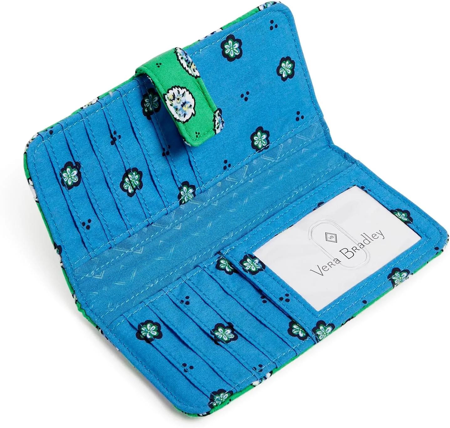 Vera Bradley Cotton Finley Wallet with RFID Protection, Garden Green Leaf