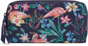 Vera Bradley Cotton Jordin Continental Wallet with RFID Protection, Flamingo Garden