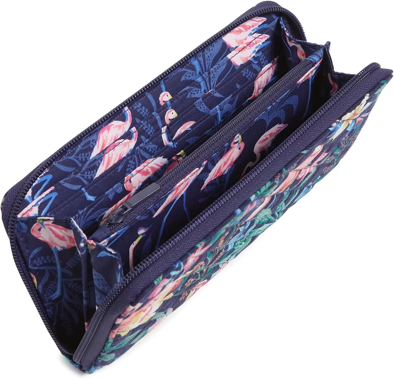 Vera Bradley Cotton Jordin Continental Wallet with RFID Protection, Flamingo Garden