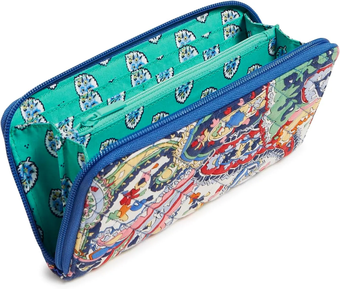 Vera Bradley Cotton Jordin Continental Wallet with RFID Protection, Harbor Paisley