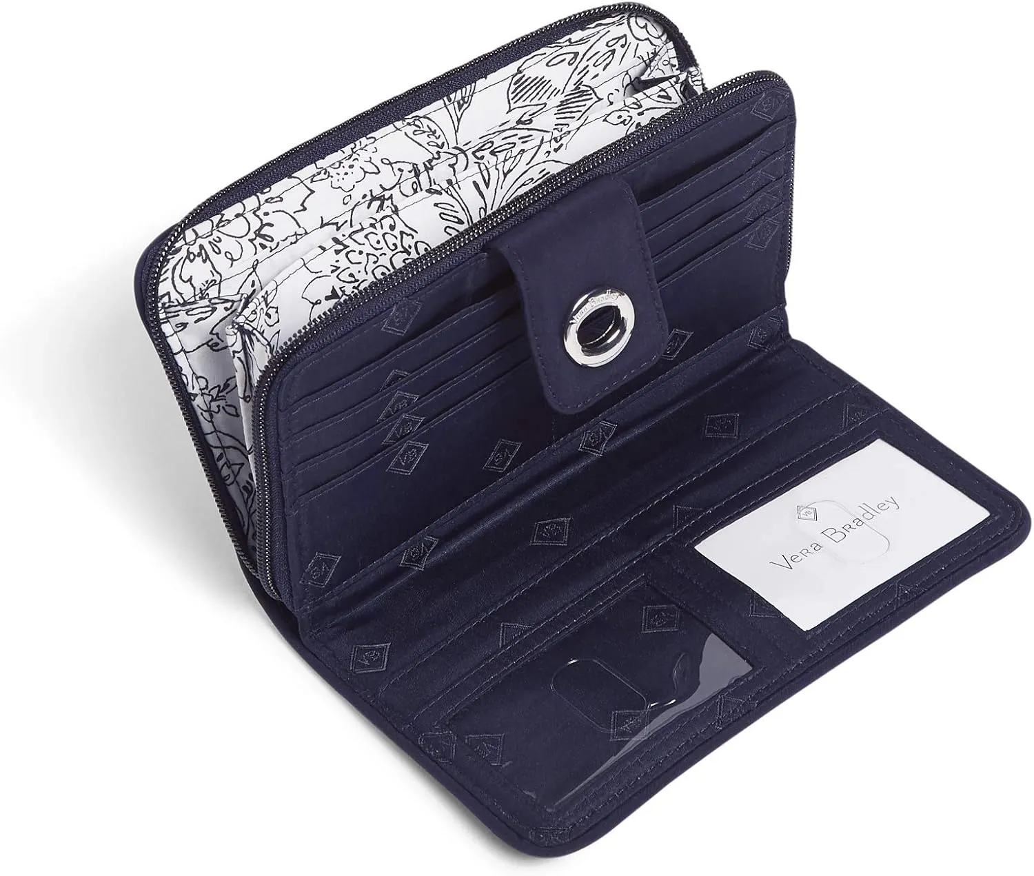 Vera Bradley Women's Microfiber Turnlock Wallet With RFID Protection, True Navy, One Size