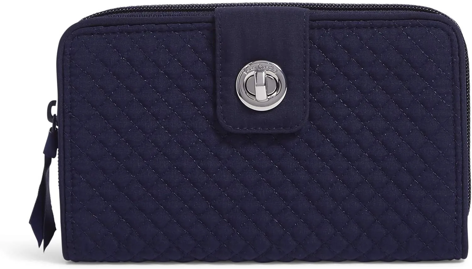 Vera Bradley Women's Microfiber Turnlock Wallet With RFID Protection, True Navy, One Size