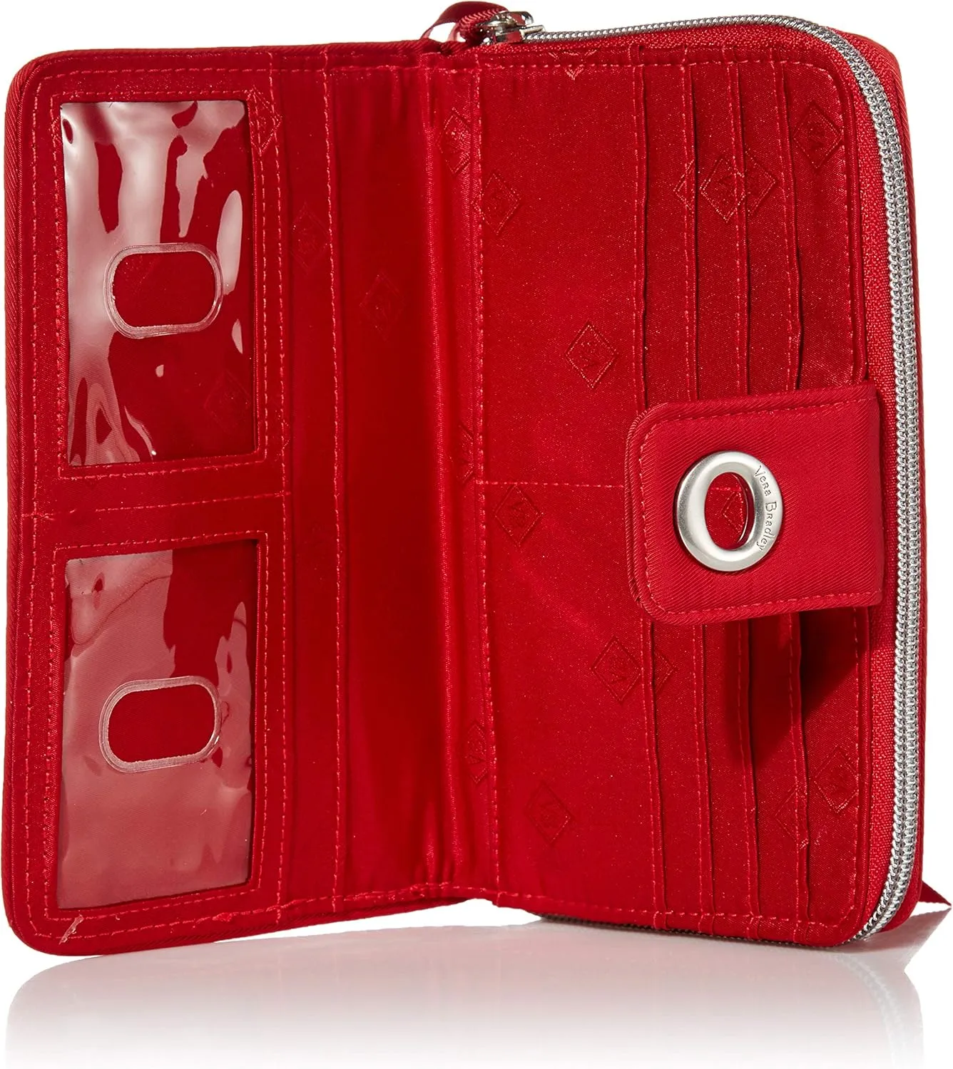Vera Bradley Women's Performance Twill Turnlock Wallet With RFID Protection, Cardinal Red, One Size