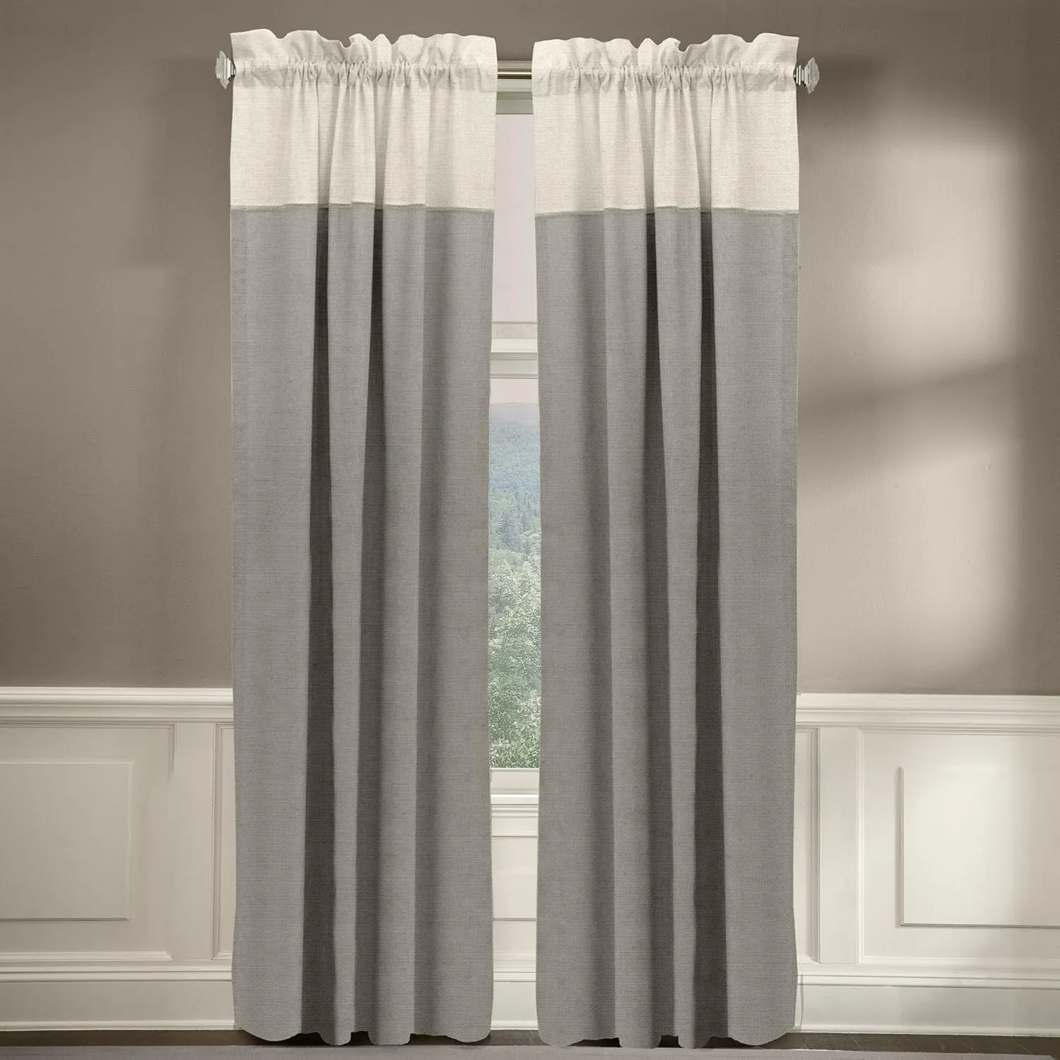 Veratex The Monterey Window Collection Made in the U.S.A. 100% Linen Living Room Rod Pocket Window Panel Curtain, Gray, 63"