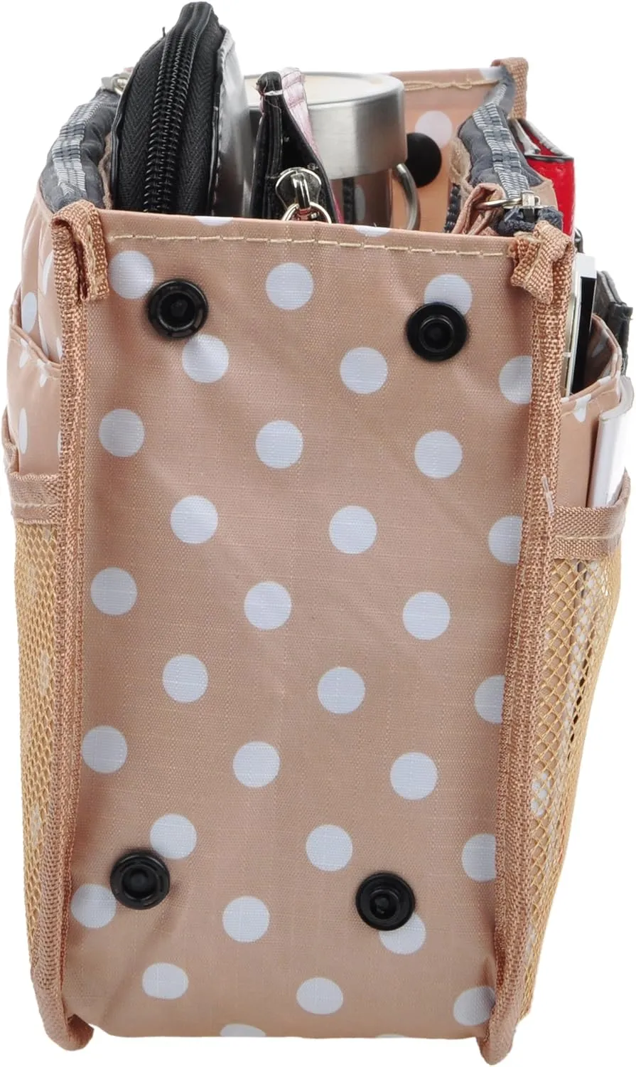 Vercord Updated Purse Handbag Organizer Insert Liner Bag in Bag 13 Pockets Beige Dot Large