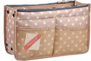 Vercord Updated Purse Handbag Organizer Insert Liner Bag in Bag 13 Pockets Beige Dot Large