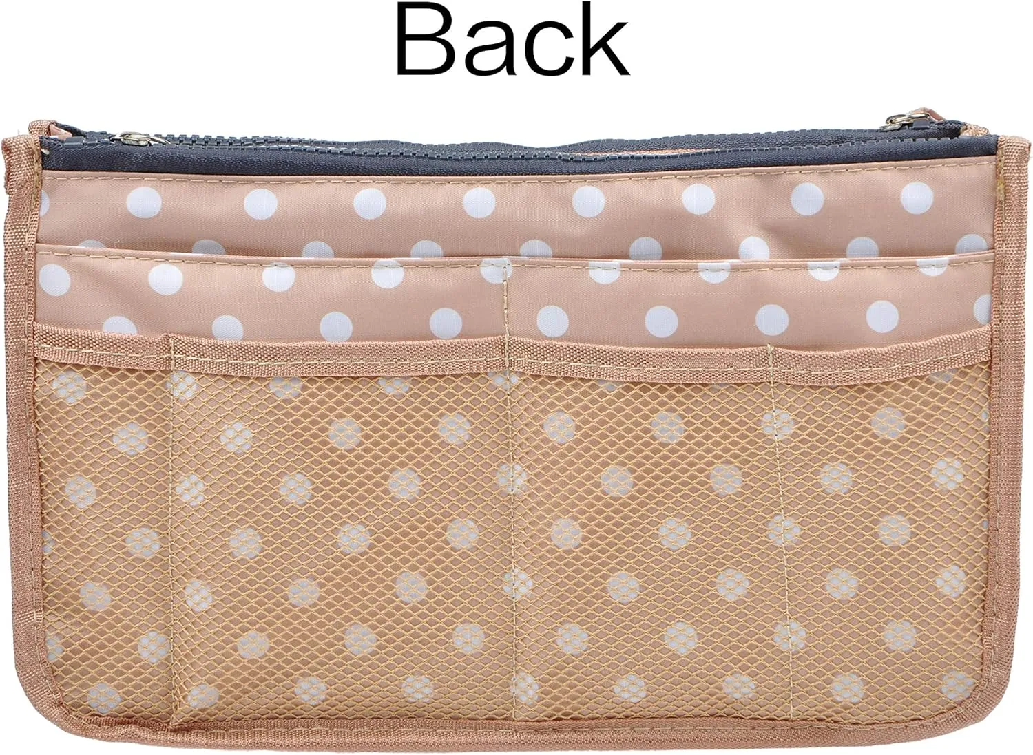 Vercord Updated Purse Handbag Organizer Insert Liner Bag in Bag 13 Pockets Beige Dot Large
