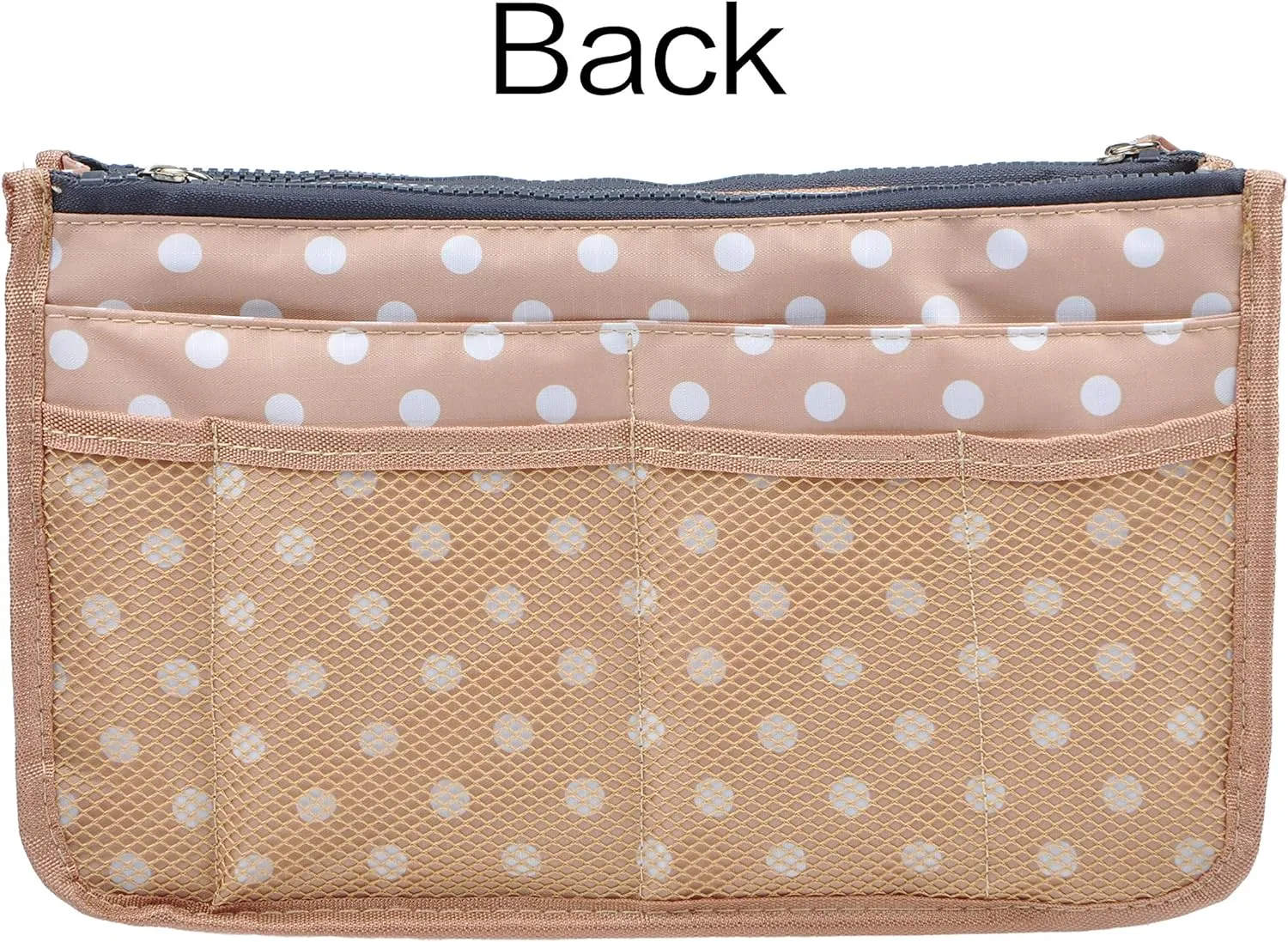 Vercord Updated Purse Handbag Organizer Insert Liner Bag in Bag 13 Pockets Beige Dot Medium