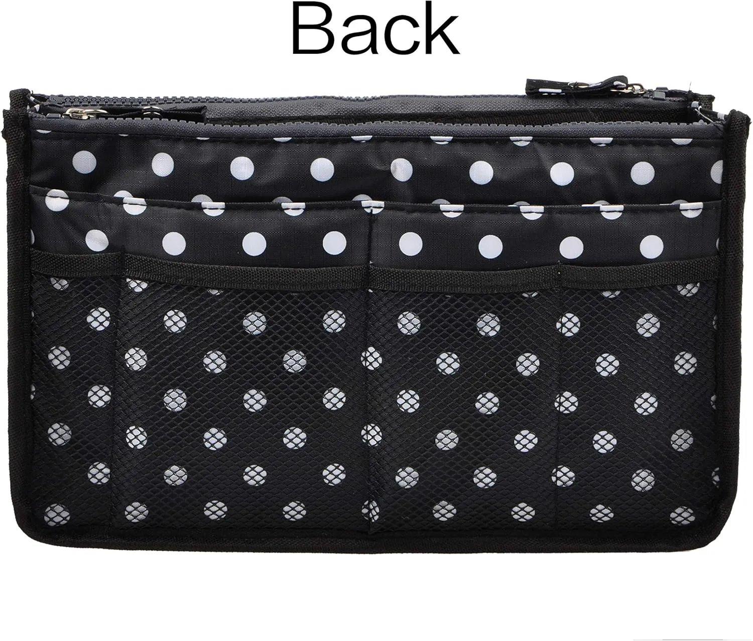 Vercord Updated Purse Handbag Organizer Insert Liner Bag in Bag 13 Pockets Black Dot Large