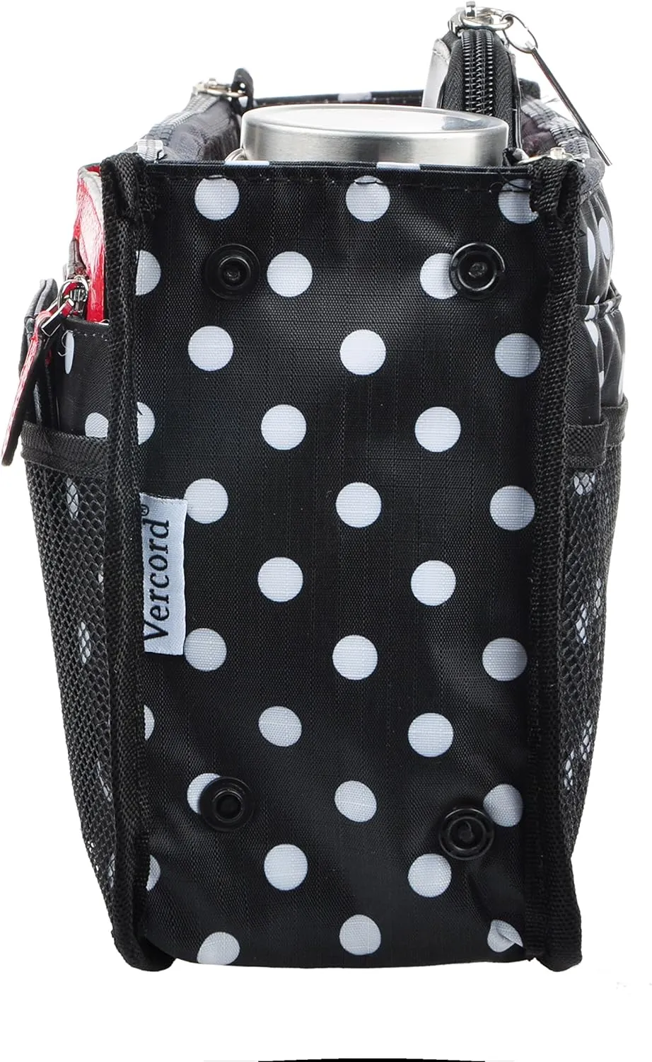 Vercord Updated Purse Handbag Organizer Insert Liner Bag in Bag 13 Pockets Black Dot Large