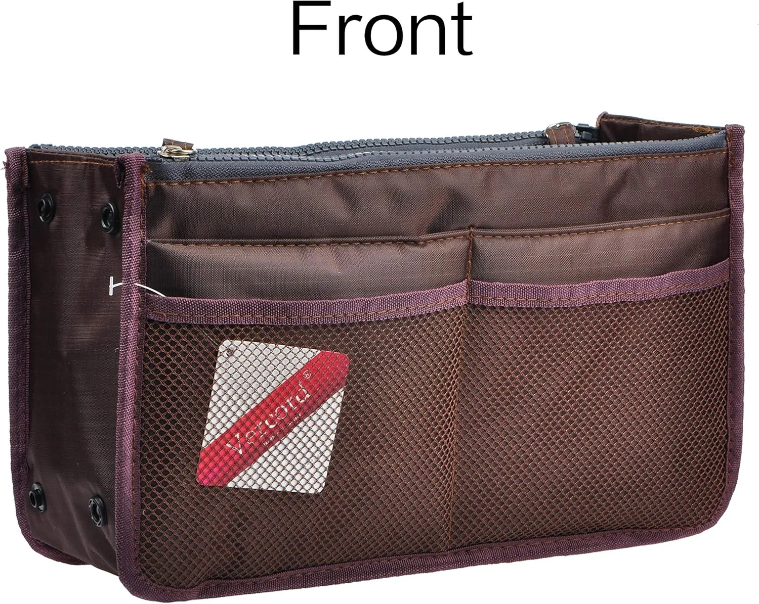 Vercord Updated Purse Handbag Organizer Insert Liner Bag in Bag 13 Pockets Coffee Large