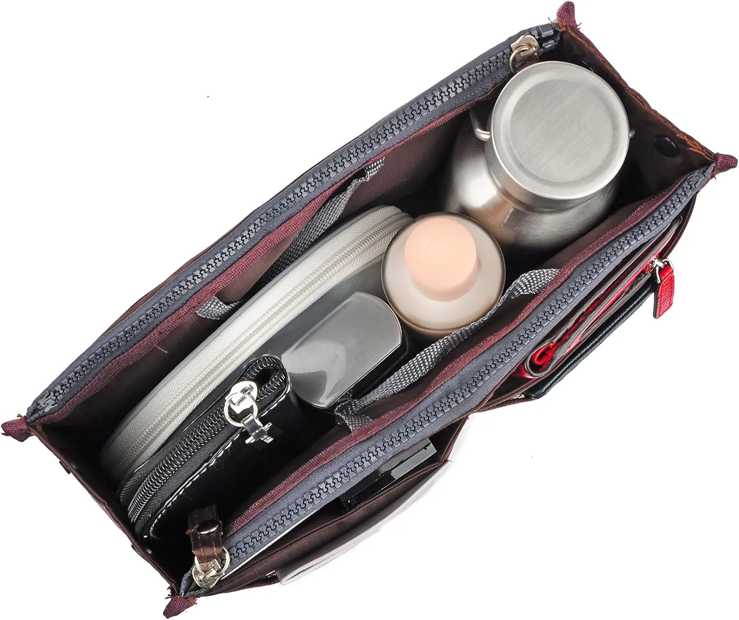 Vercord Updated Purse Handbag Organizer Insert Liner Bag in Bag 13 Pockets Coffee Large