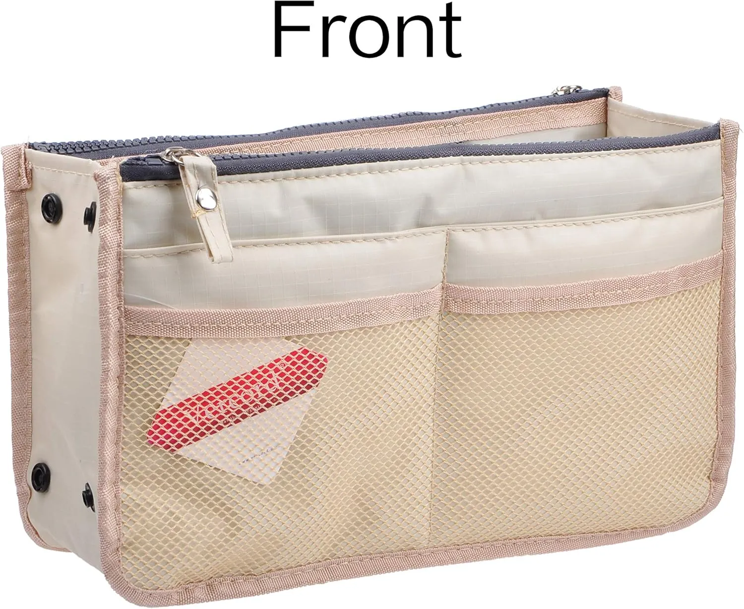 Vercord Updated Purse Handbag Organizer Insert Liner Bag in Bag 13 Pockets Milky Beige Large