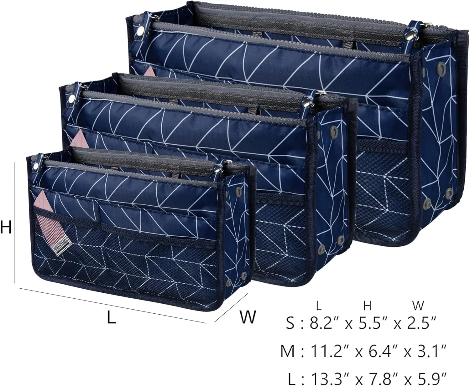 Vercord Updated Purse Handbag Organizer Insert Liner Bag in Bag 13 Pockets Navy Blue Small