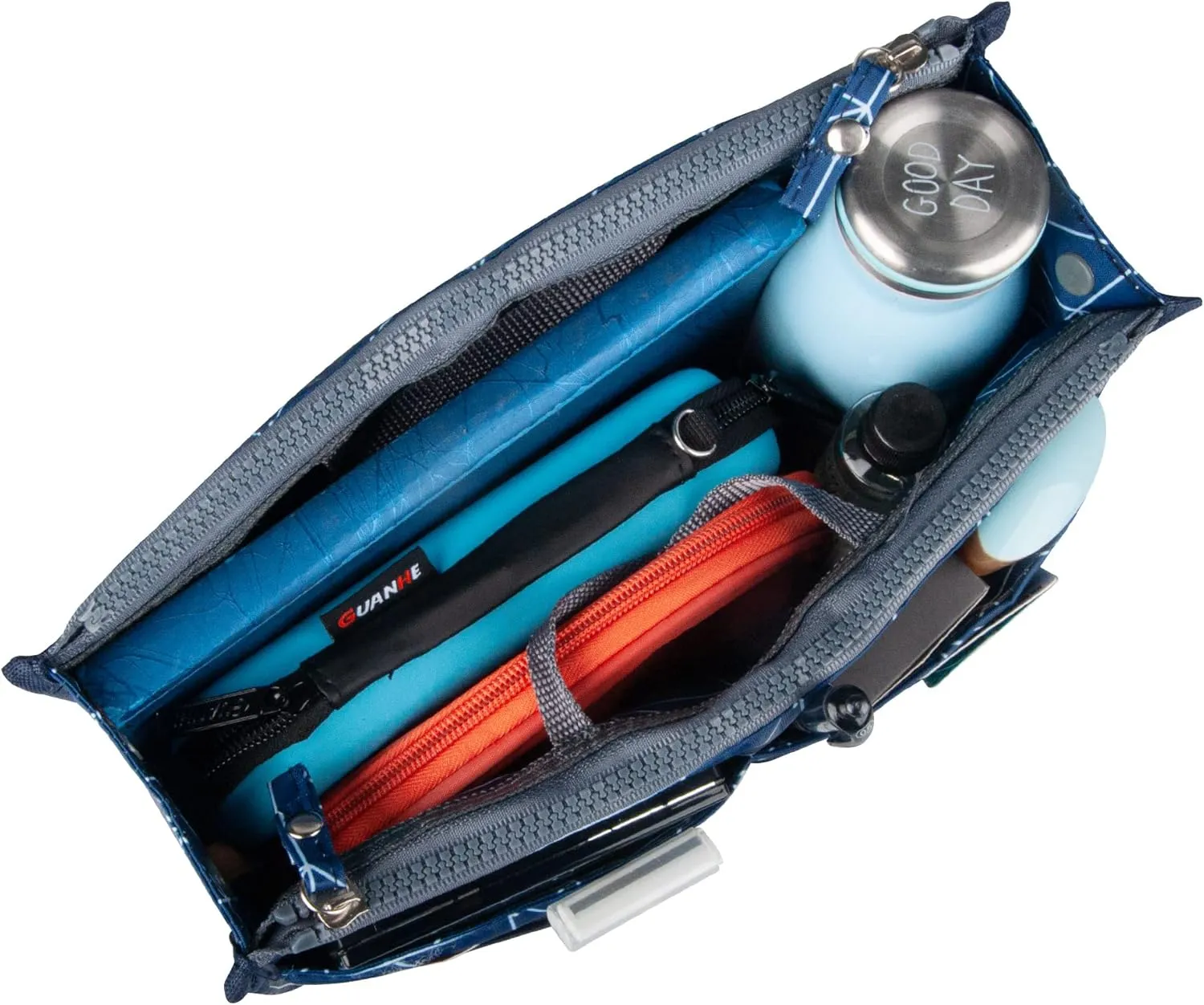 Vercord Updated Purse Handbag Organizer Insert Liner Bag in Bag 13 Pockets Navy Blue Small