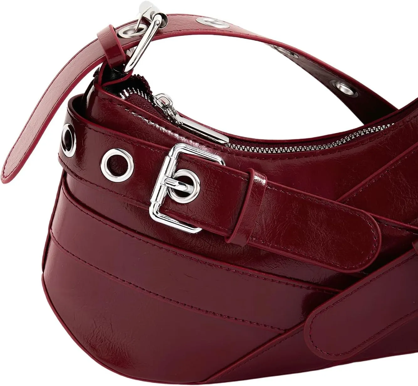 Verdusa Women's Shoulder Handbags Punk Leather Underarm Bag with Buckle