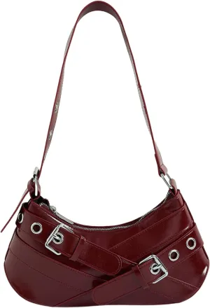 Verdusa Women's Shoulder Handbags Punk Leather Underarm Bag with Buckle