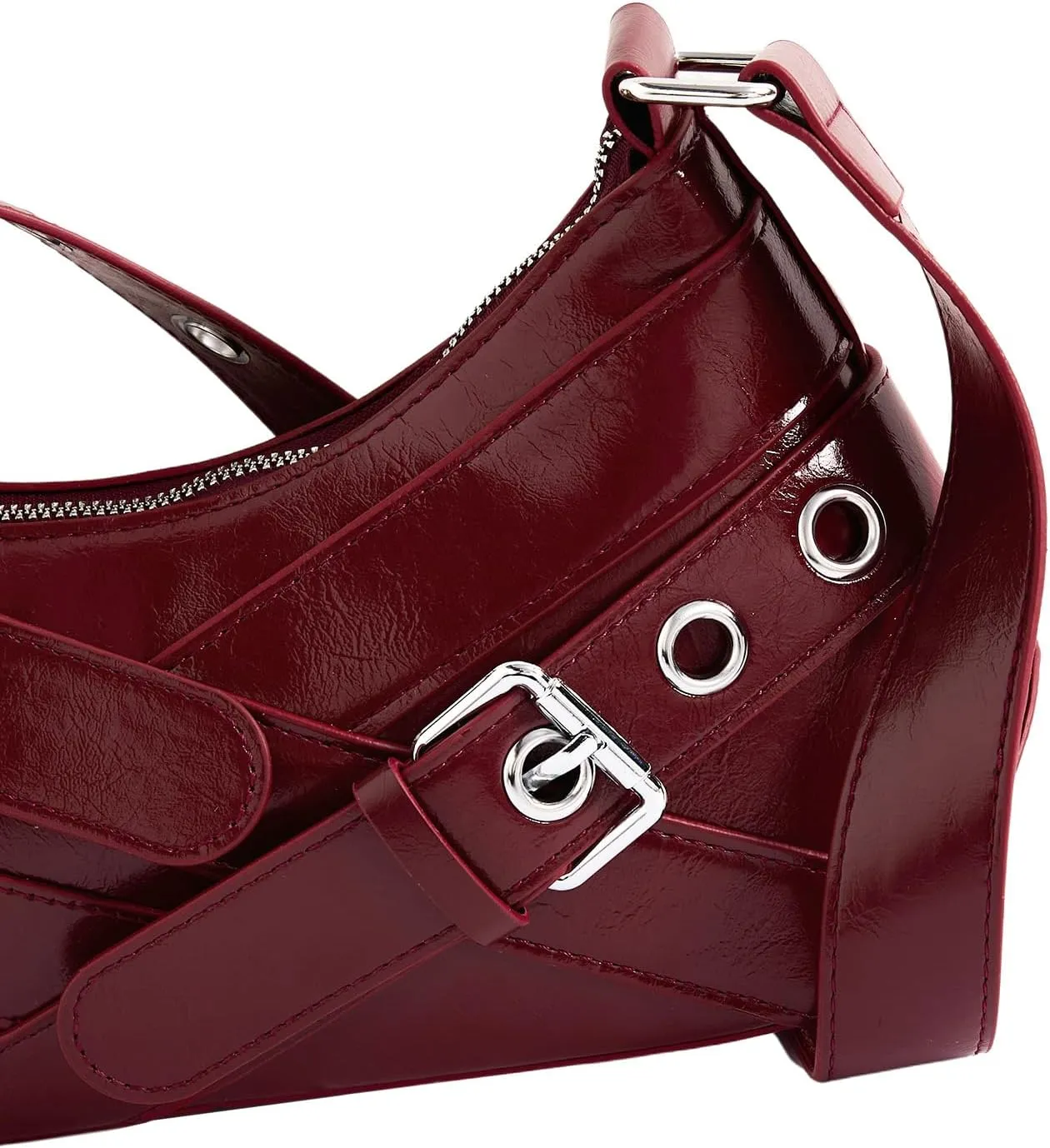Verdusa Women's Shoulder Handbags Punk Leather Underarm Bag with Buckle