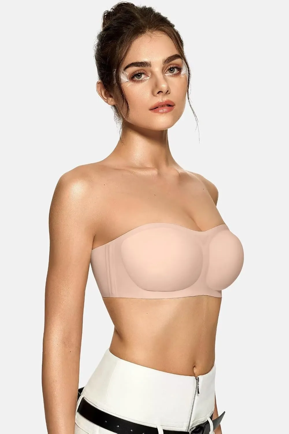 Vertvie Women's Wireless Strapless Bra Seamless Padded Bandeau Bra Non-Slip Silicone Tube Top Push Up Convertible Bralette