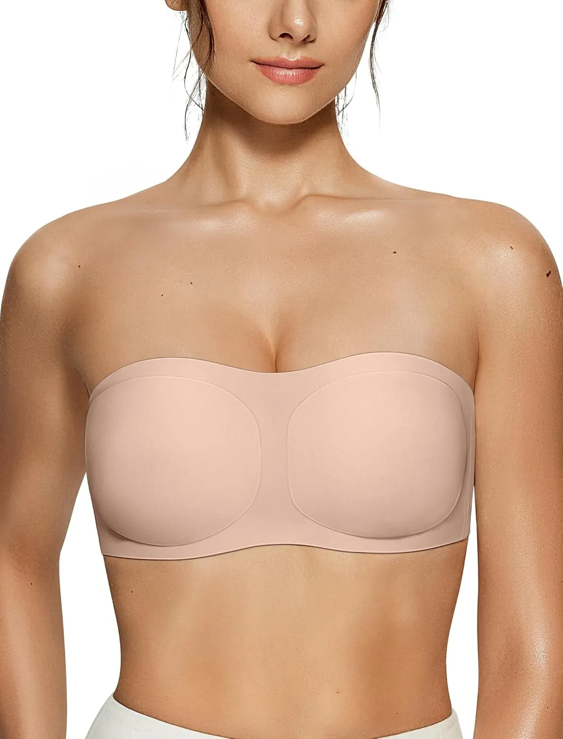 Vertvie Women's Wireless Strapless Bra Seamless Padded Bandeau Bra Non-Slip Silicone Tube Top Push Up Convertible Bralette