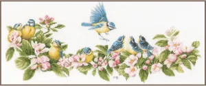 Vervaco LanArte Counted Cross Stitch Kit 24.4"X10.4"-Blue Tits & Blossoms (27 Count)
