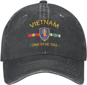 Vietnam Service Ribbon with 1st Aviation Brigade 1 Vintage Washed Denim Baseball Caps Effortless Style Statement