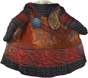 Viking Men's Winter Warm Robe, Valhalla Warrior Armor, 3D Printed Tattoo Winter Warm Coat Parka, Horn Button Design