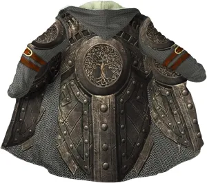 Viking Men's Winter Warm Robe, Valhalla Warrior Armor, 3D Printed Tattoo Winter Warm Coat Parka, Horn Button Design