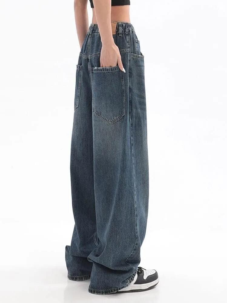 Vintage Baggy Jeans for Women Elastic Waist Pants Y2k Hip Hop Streetwear Pants Grunge Pants Alt Baggy Pants